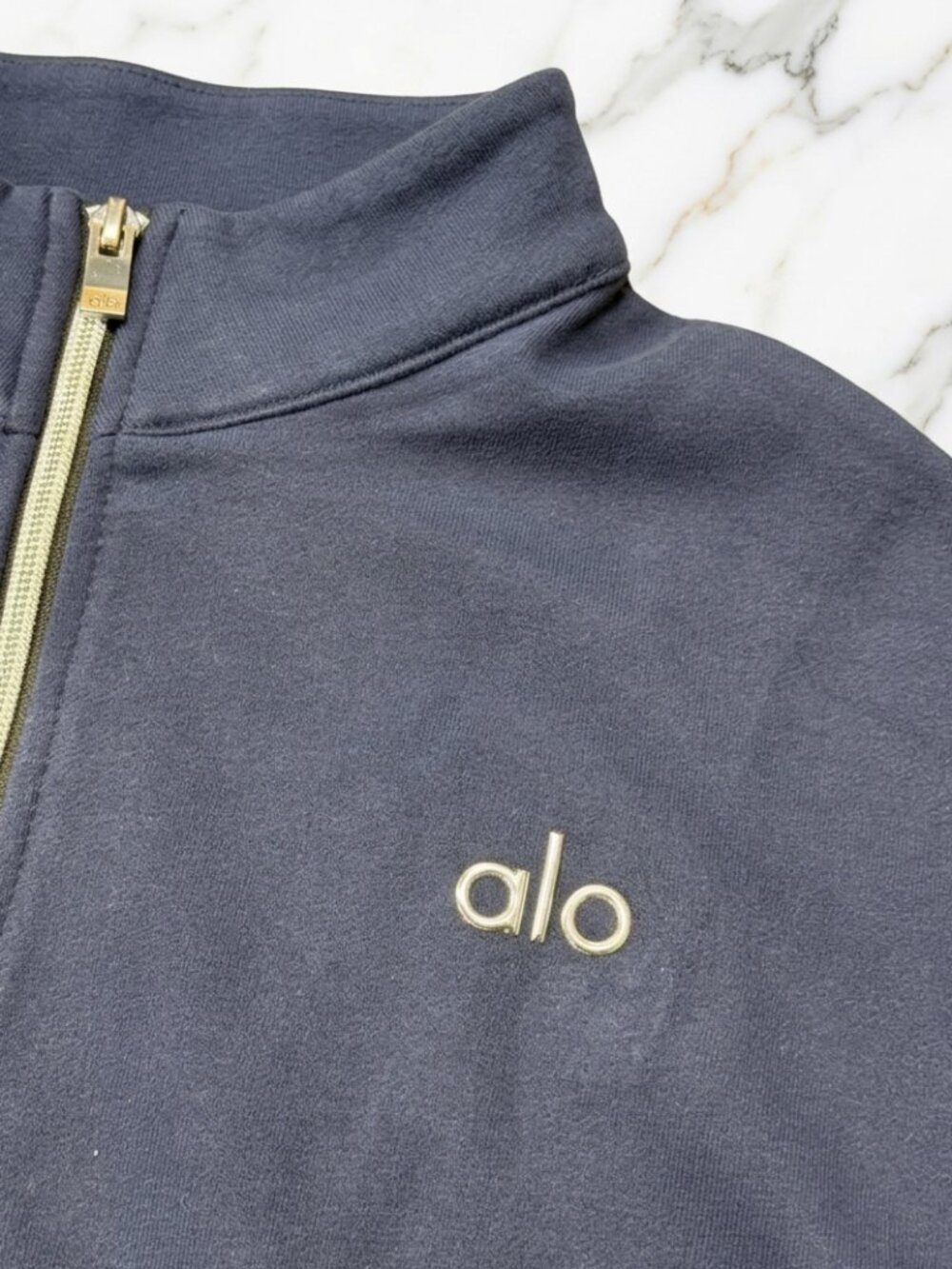ALO Yoga Navy Quarter-Zip Pullover Sweatshirt - Picture 2 of 3